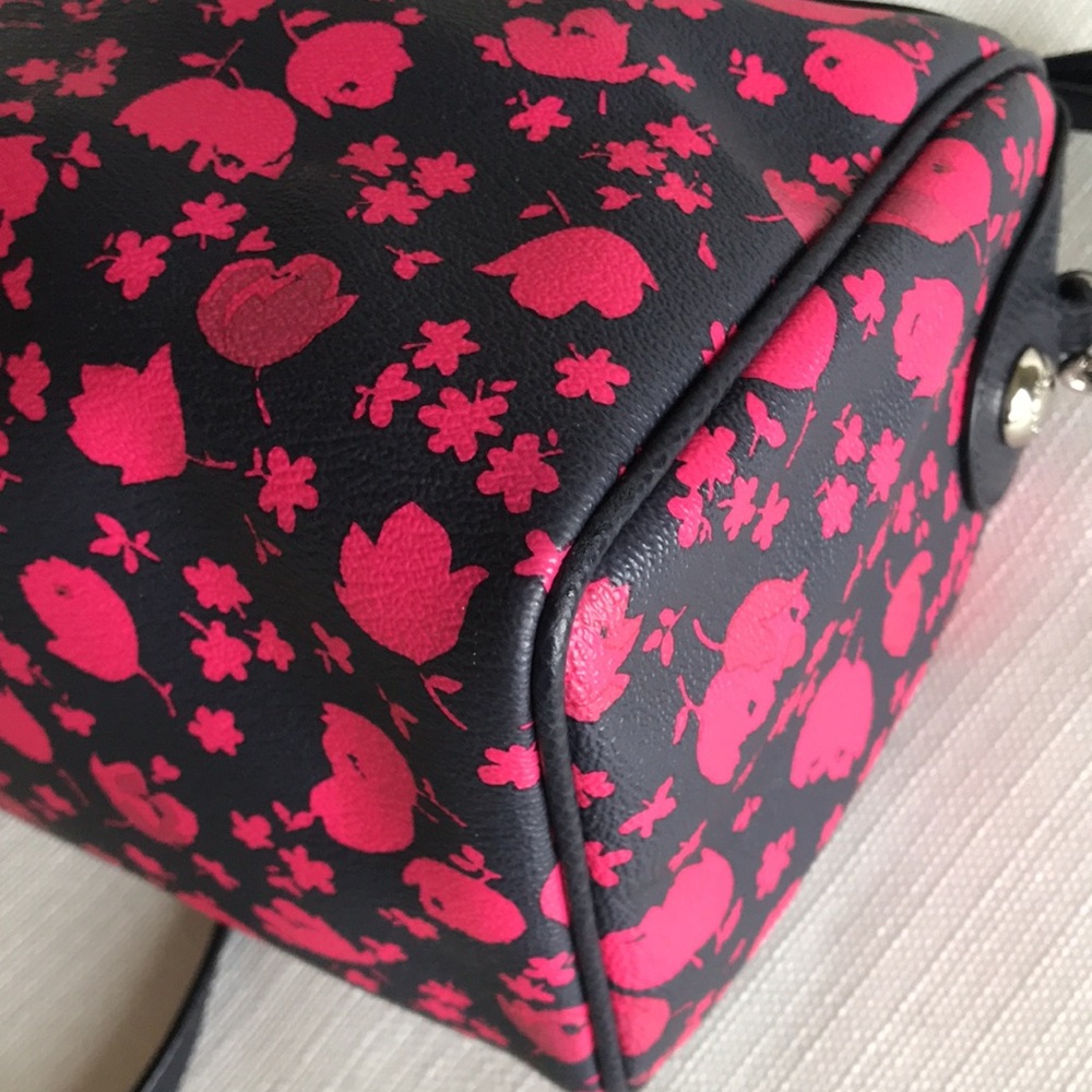 Coach Mini Bennet Prairie Calico Floral Satchel Purse, F55466, Navy / Pink - Picture 13 of 16